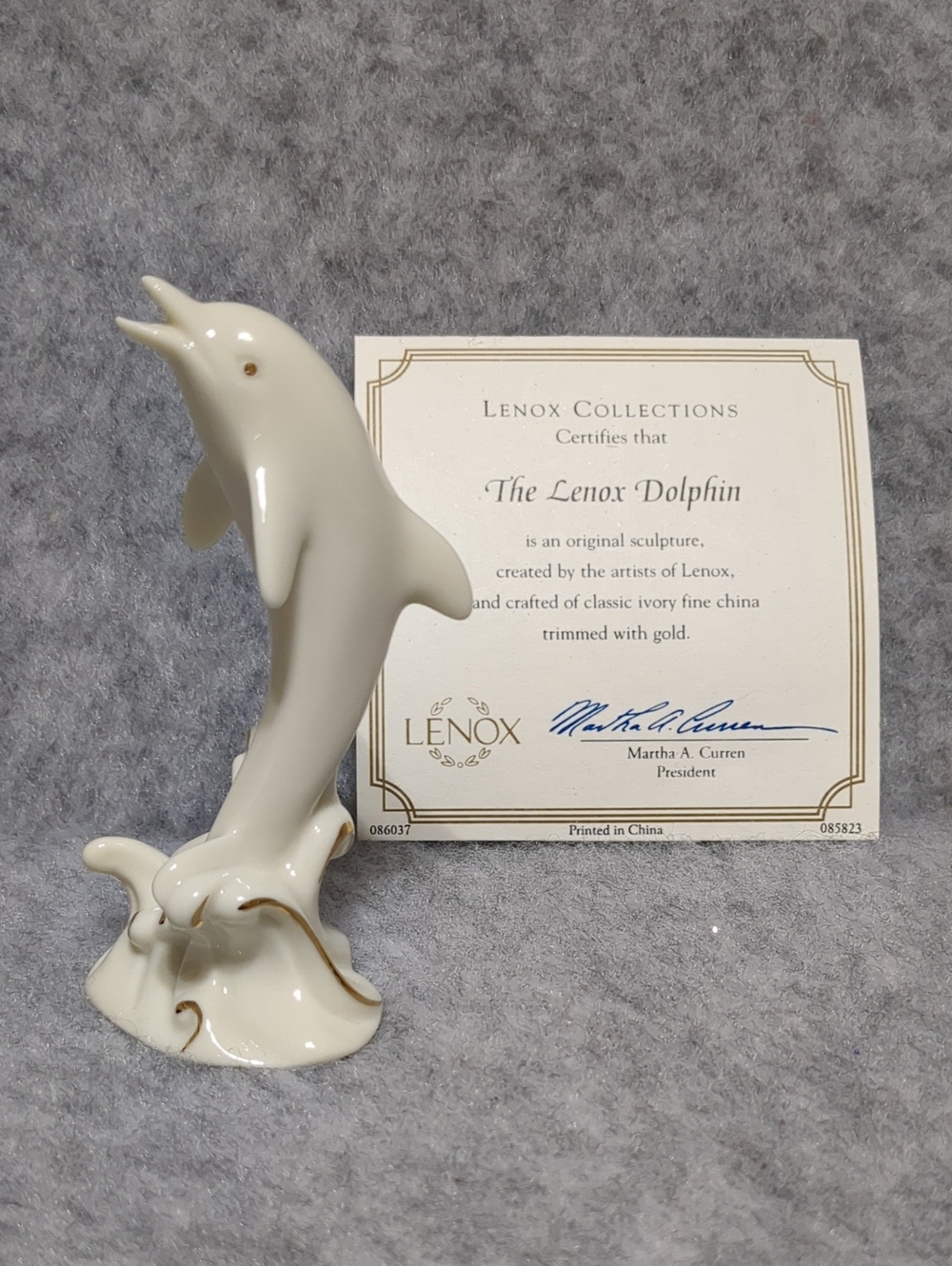 Vintage Ivory & Gold Dolphin Lenox Figurine